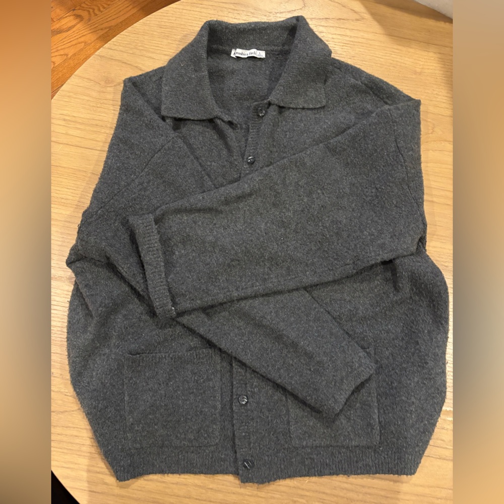 Abercrombie & Fitch Dark Gray Button-Front Cardigan